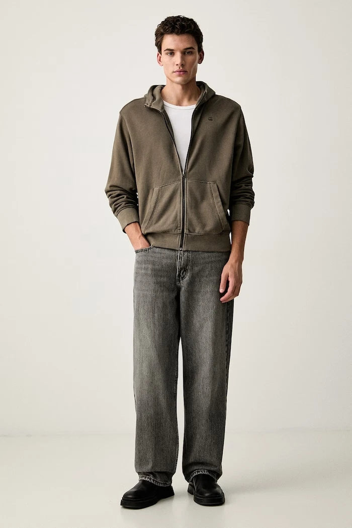 G-Star erkek pamuklu fermuarlı sweatshirt Unit washed full zip hdd