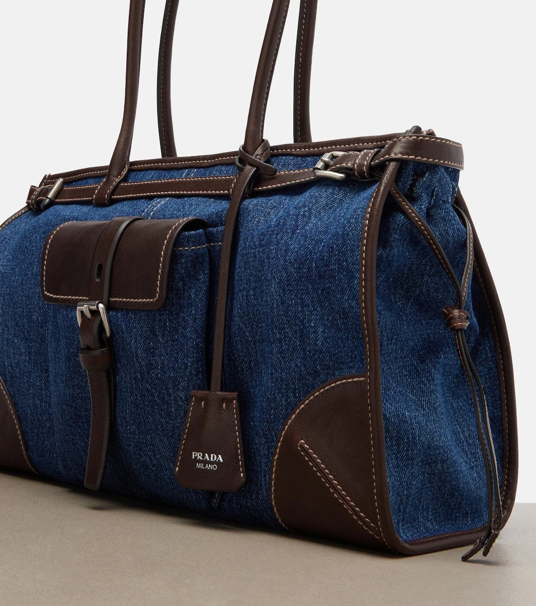 Prada - Prada Bonnie Large denim shoulder bag