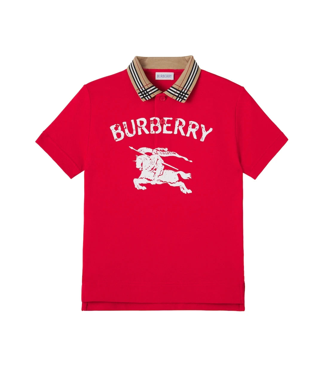Burberry Kids - قميص بولو من القطن بنقشة مربعات بربري