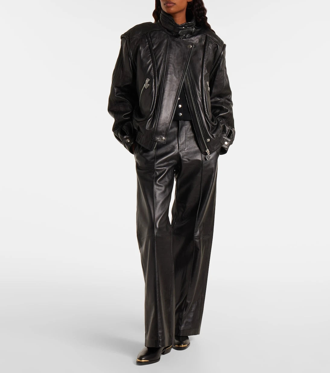 Isabel Marant - Ciara high-rise leather wide-leg pants