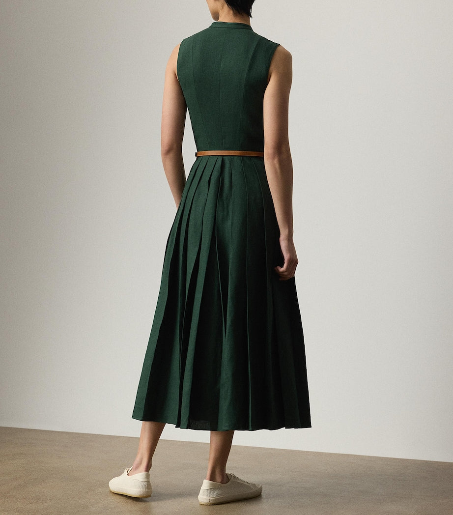 Ralph Lauren Collection Green Linen Sleeveless Midi Dress