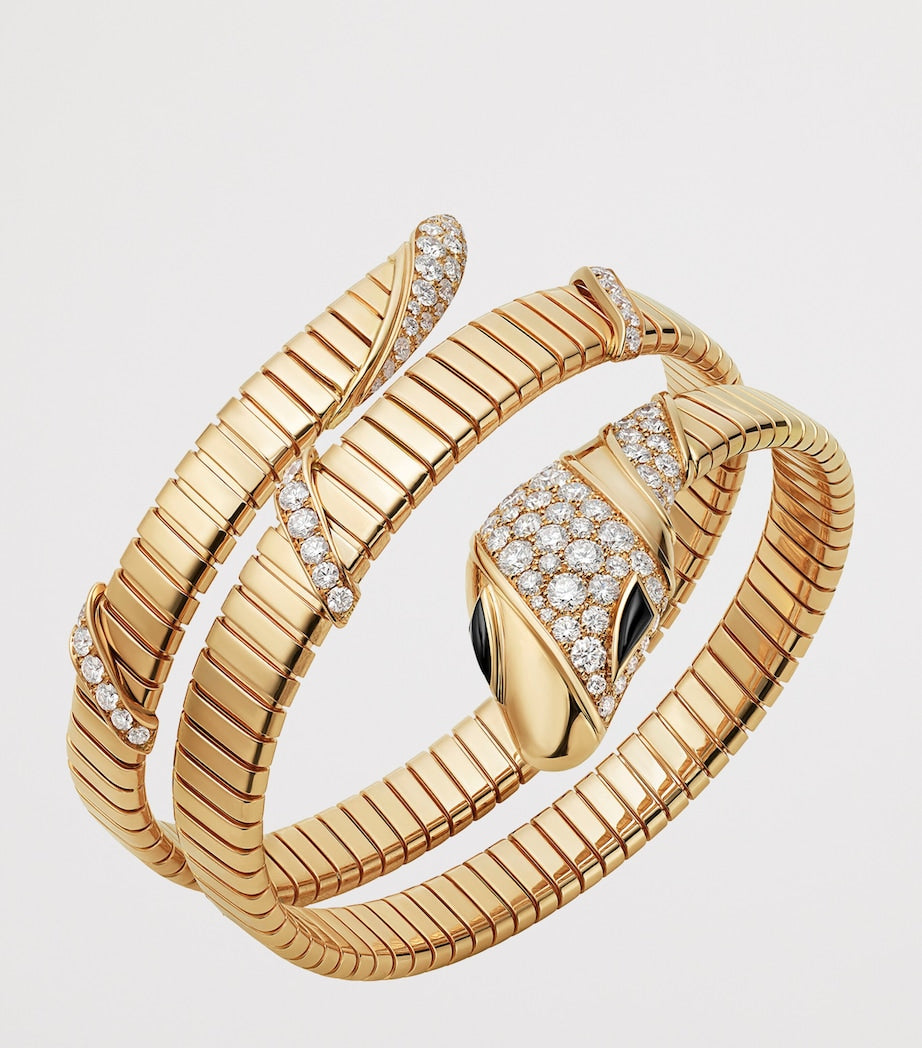 Yellow Gold and Diamond Serpenti Tubogas Bracelet