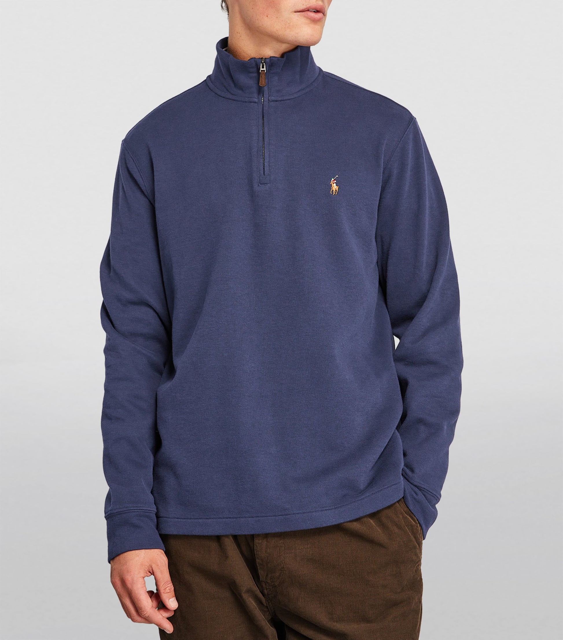 Polo Ralph Lauren Navy Cotton Quarter-Zip Sweater