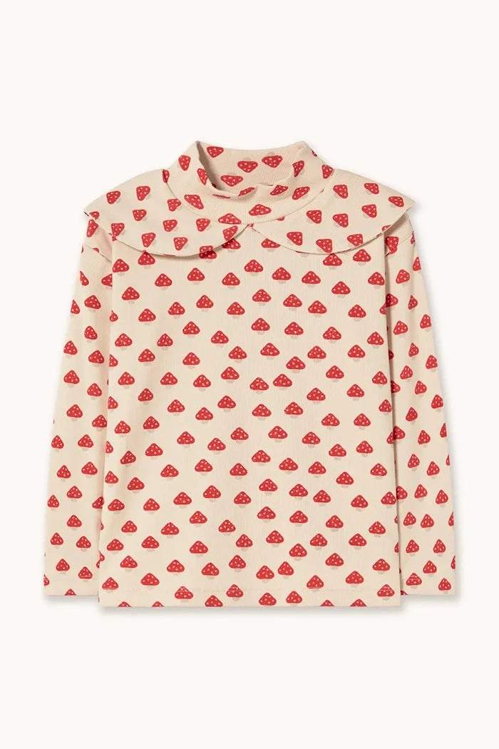 Çocuklar için pamuk ve elastan karışımlı uzun kollu bluz MINI MUSHROOMS MOCKNECK