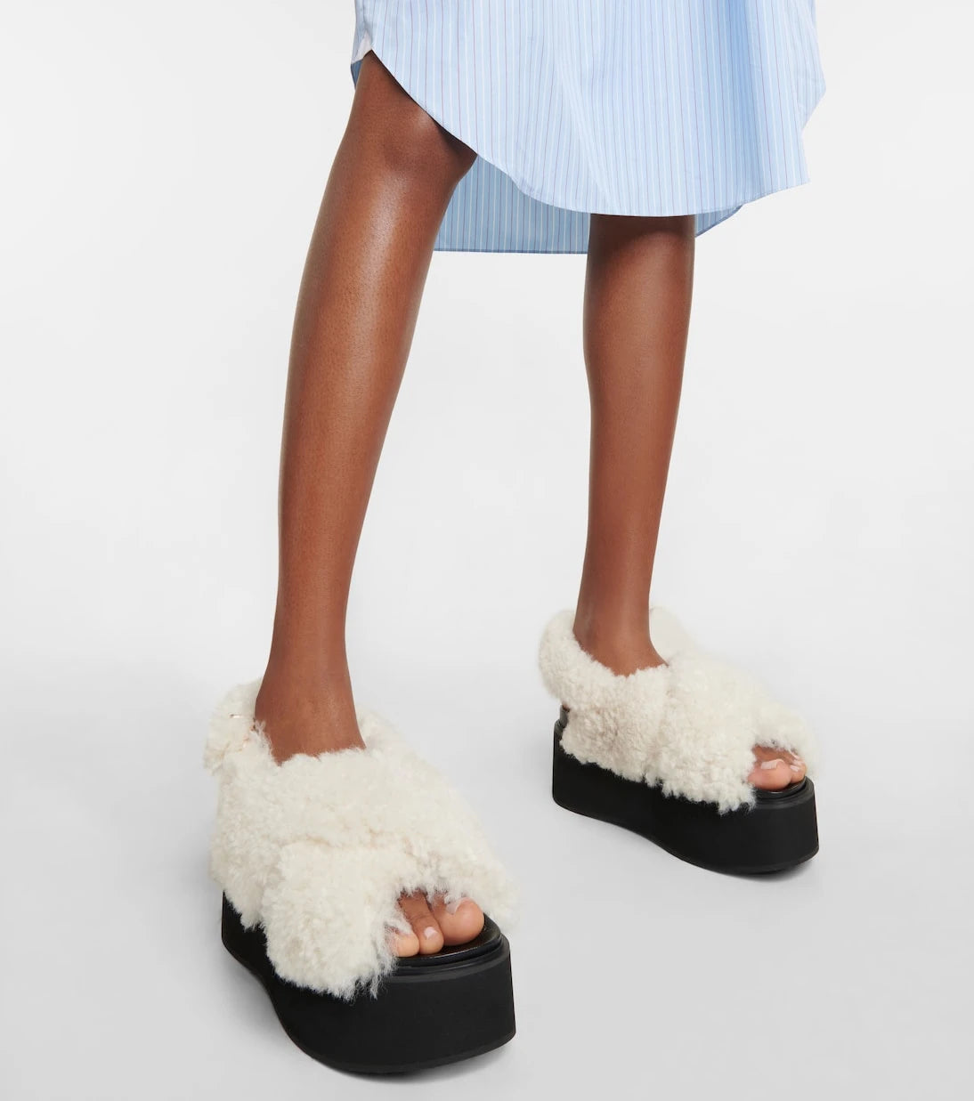 Marni - Shearling-trimmed leather sandals