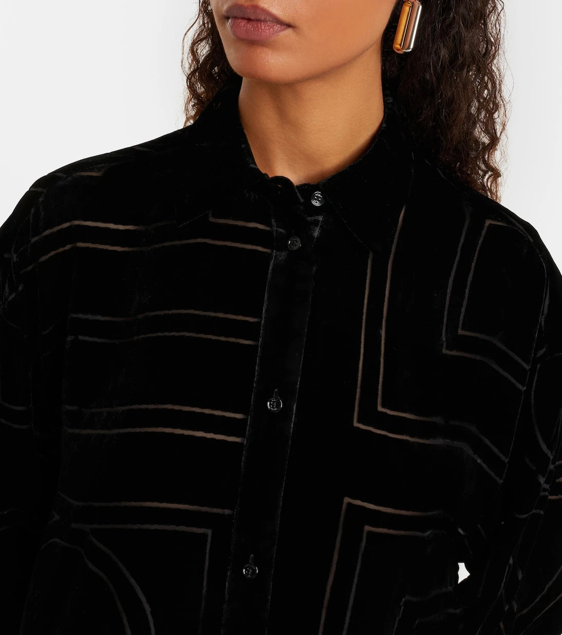 Toteme - Logo oversized velvet devoré shirt