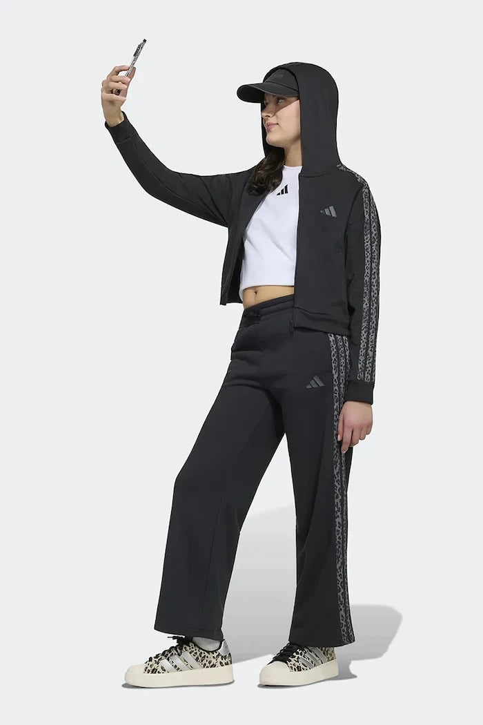 adidas суичър с цип и качулка за деца с памук