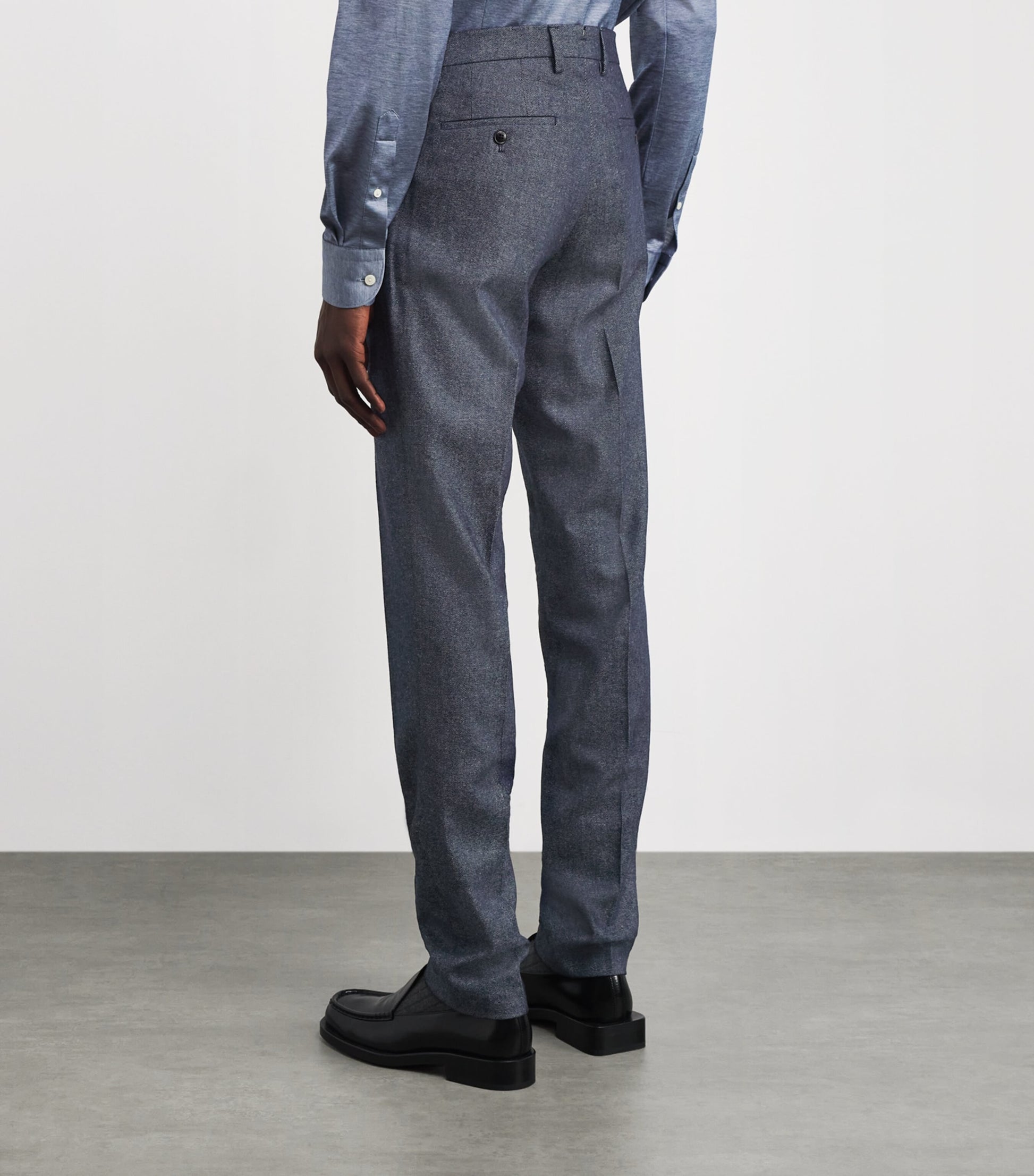 Cotton-Blend Flat Front Trousers