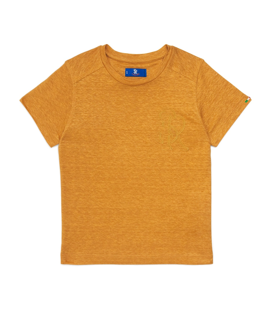 Stefano Ricci Kids Linen Embroidered Monogram T-Shirt (4-16 Years)