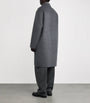 AMI Paris Black Wool-Cashmere Overcoat