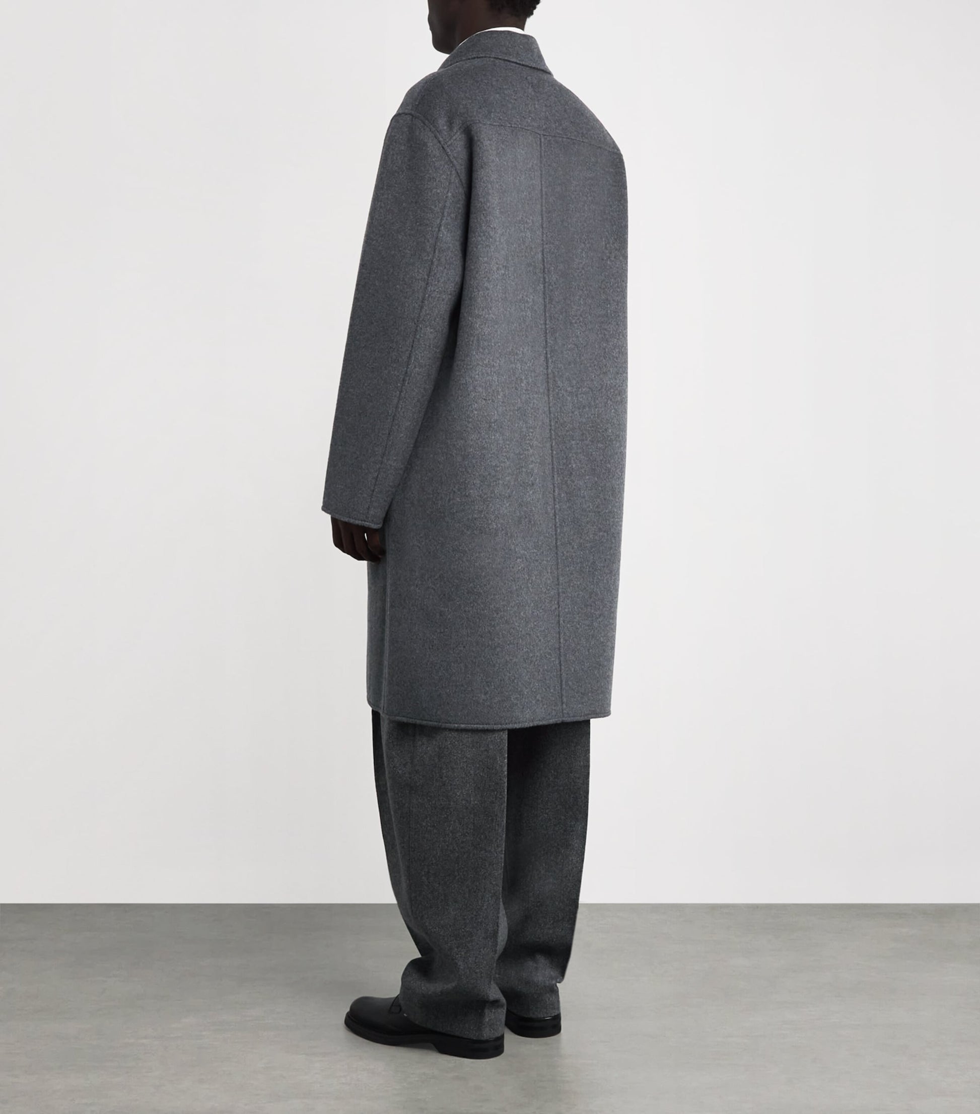 AMI Paris Black Wool-Cashmere Overcoat