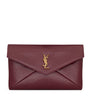 Saint Laurent Red Large Leather Cassandre Envelope Pouch