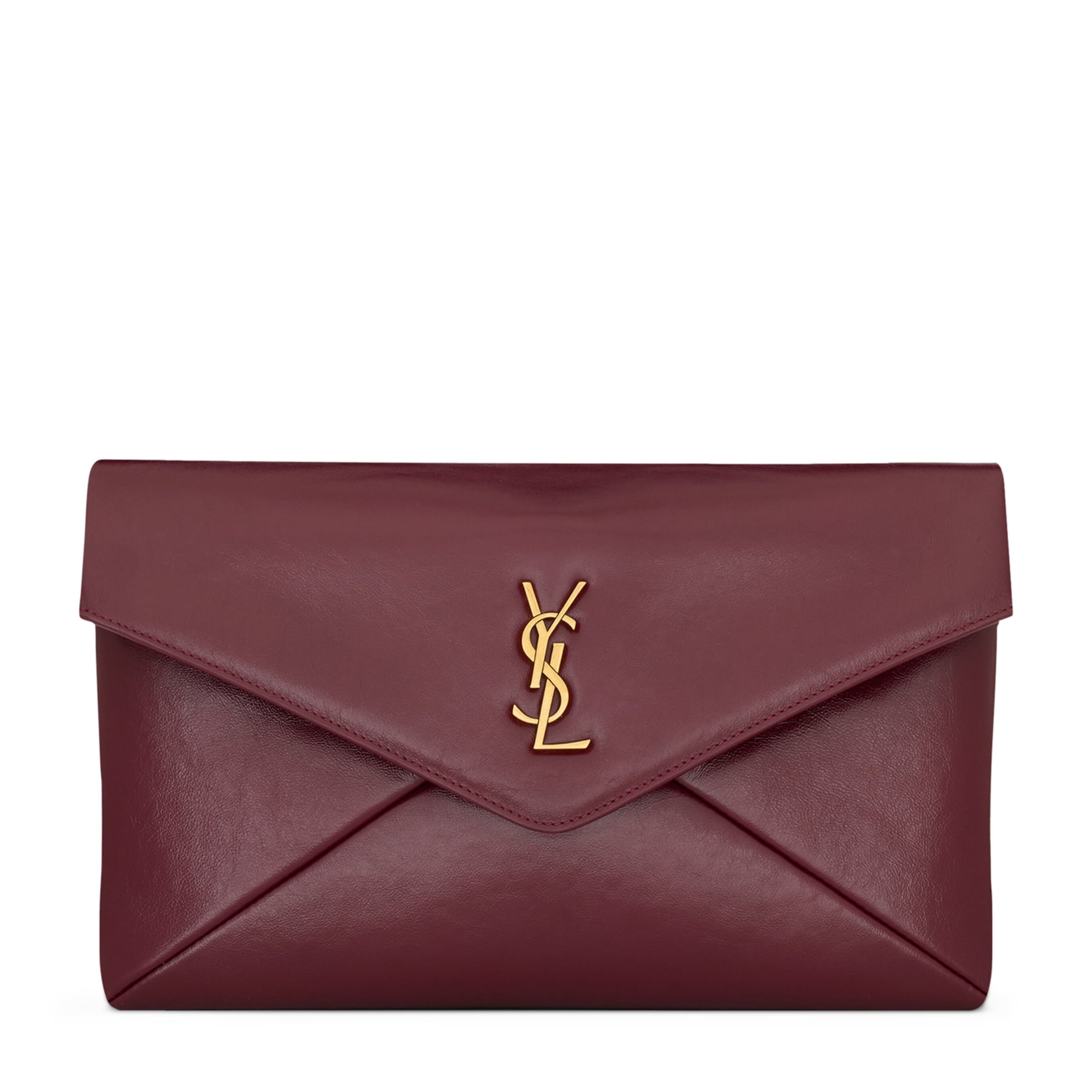 Saint Laurent Red Large Leather Cassandre Envelope Pouch