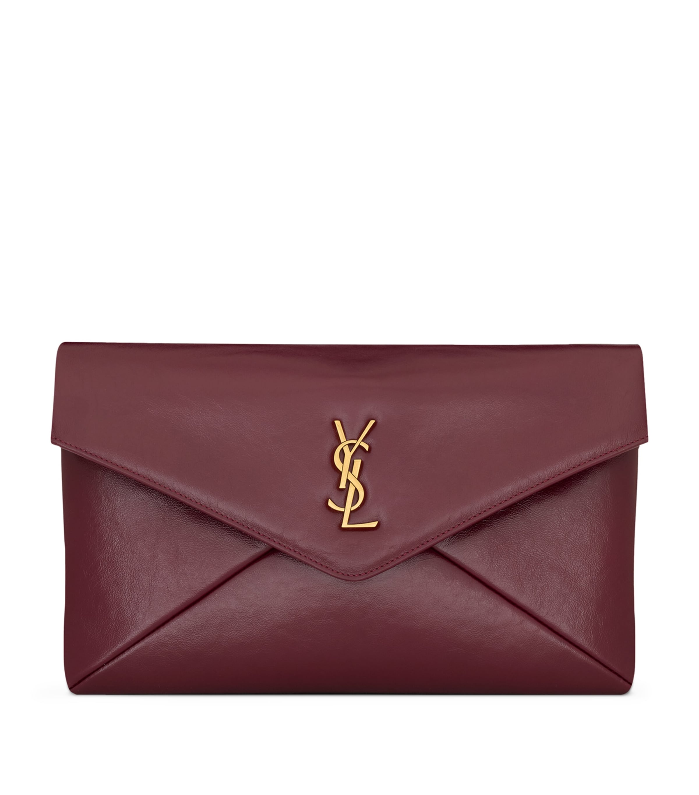 Saint Laurent Red Large Leather Cassandre Envelope Pouch