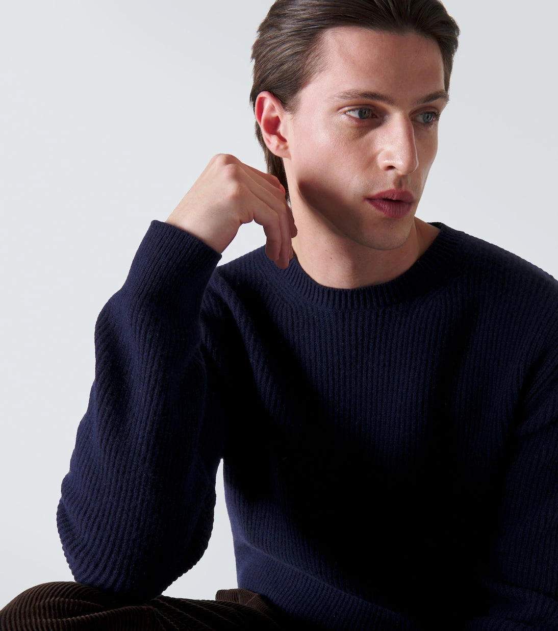 Zegna - كنزة صوف الكشمير المحبوكة والمضلعة