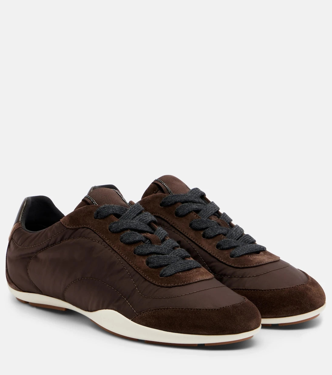 Brunello Cucinelli - Monili suede-trimmed sneakers