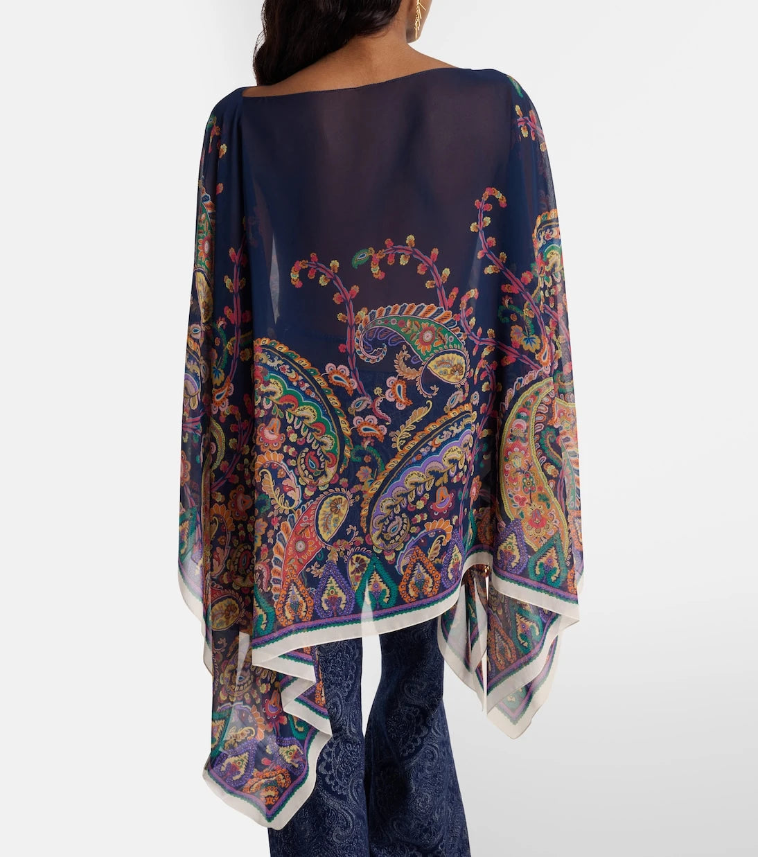 Etro - Printed silk crêpe de chine poncho
