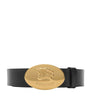 Burberry Black Leather Oval Knight Stamp Belt
