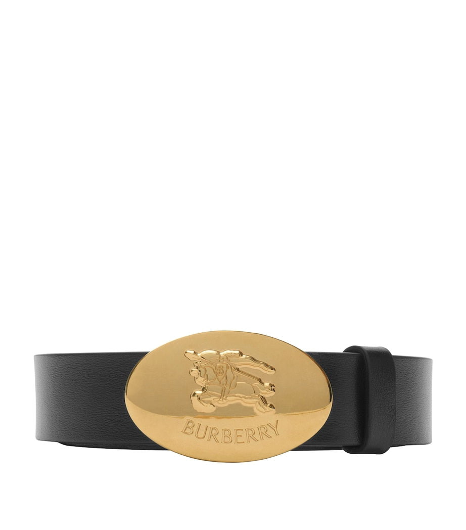 Burberry Black Leather Oval Knight Stamp Belt