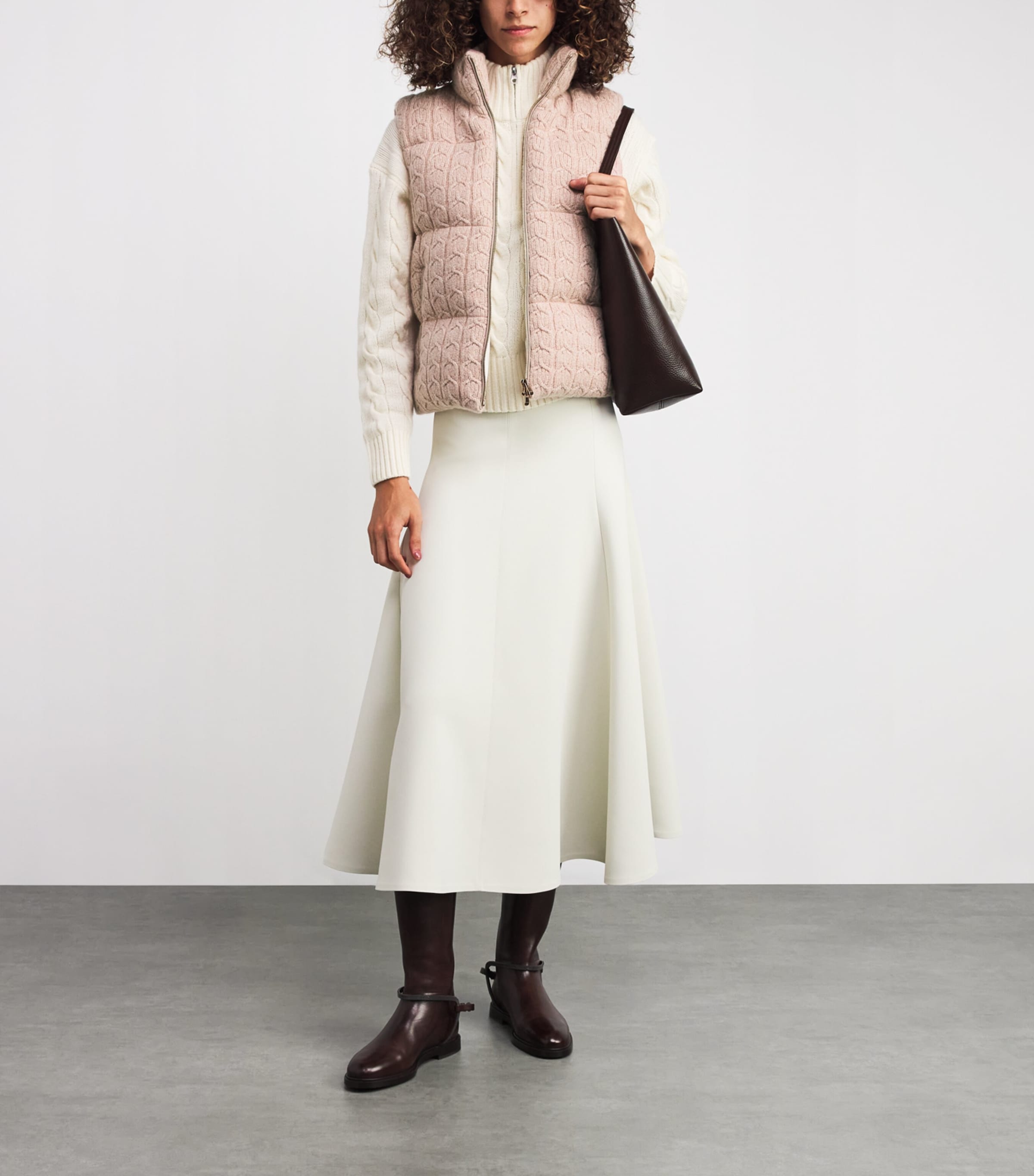 Agnona Pink Cashmere Quilted Gilet