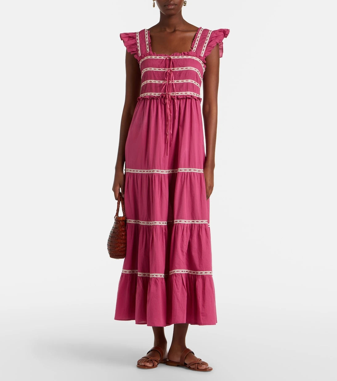 Rixo - Chandra tiered cotton midi dress