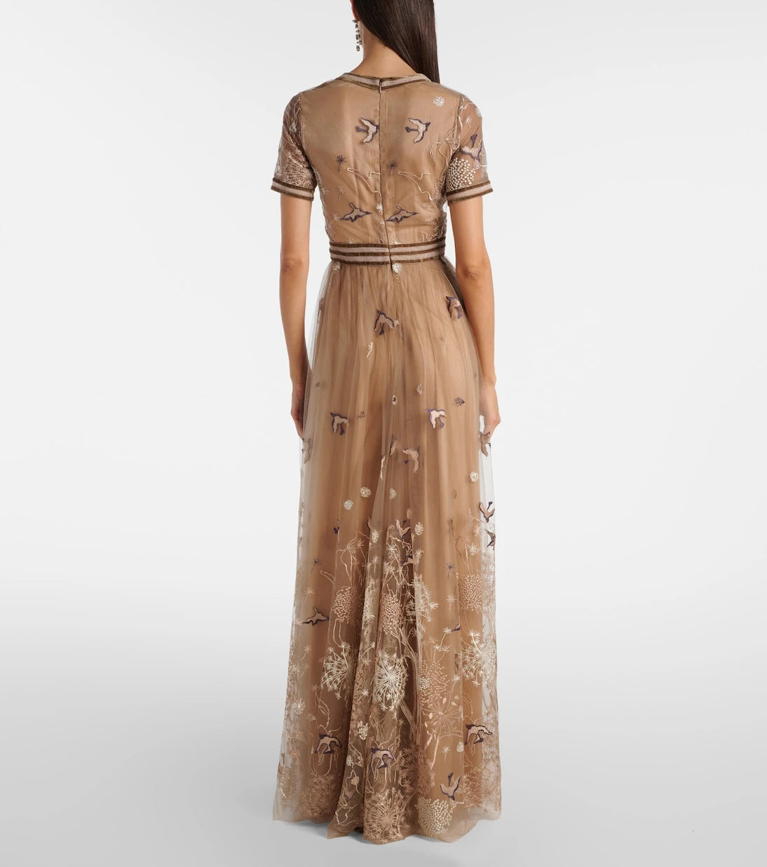 Costarellos - Embroidered tulle gown