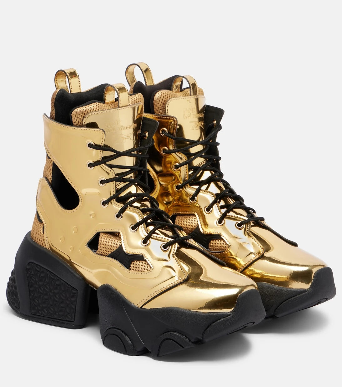 Noir Kei Ninomiya - x Reebok metallic-effect cutout platform ankle boots