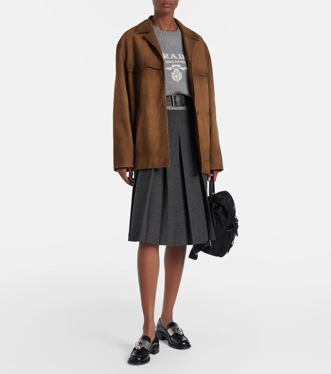 Prada - سترة من الصوف والكشمير بشعار العلامة