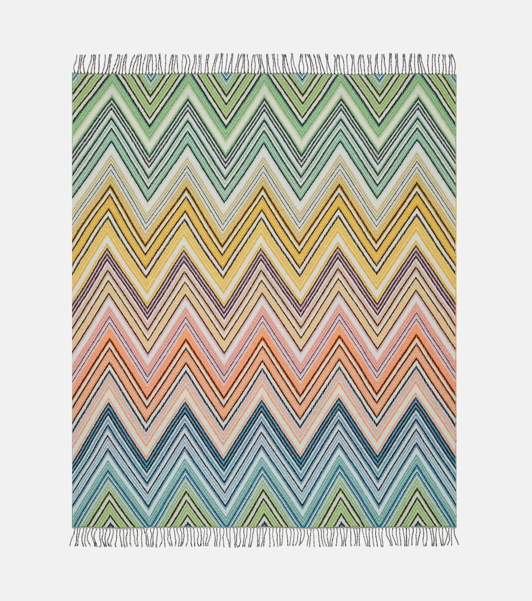 Missoni - بطانية صوف مضلعة بطبعة متعرجة (Zig Zag)
