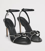 Leather Crystal Bow Heeled Sandals 105