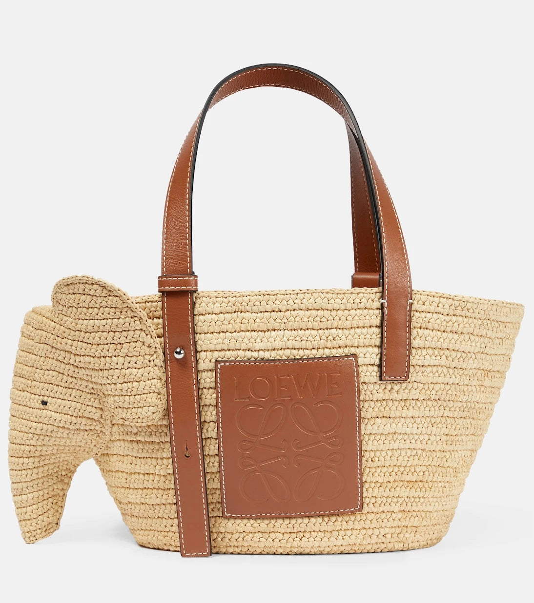 Loewe - حقيبة سلة الفيل الصغيرة من الرافيا