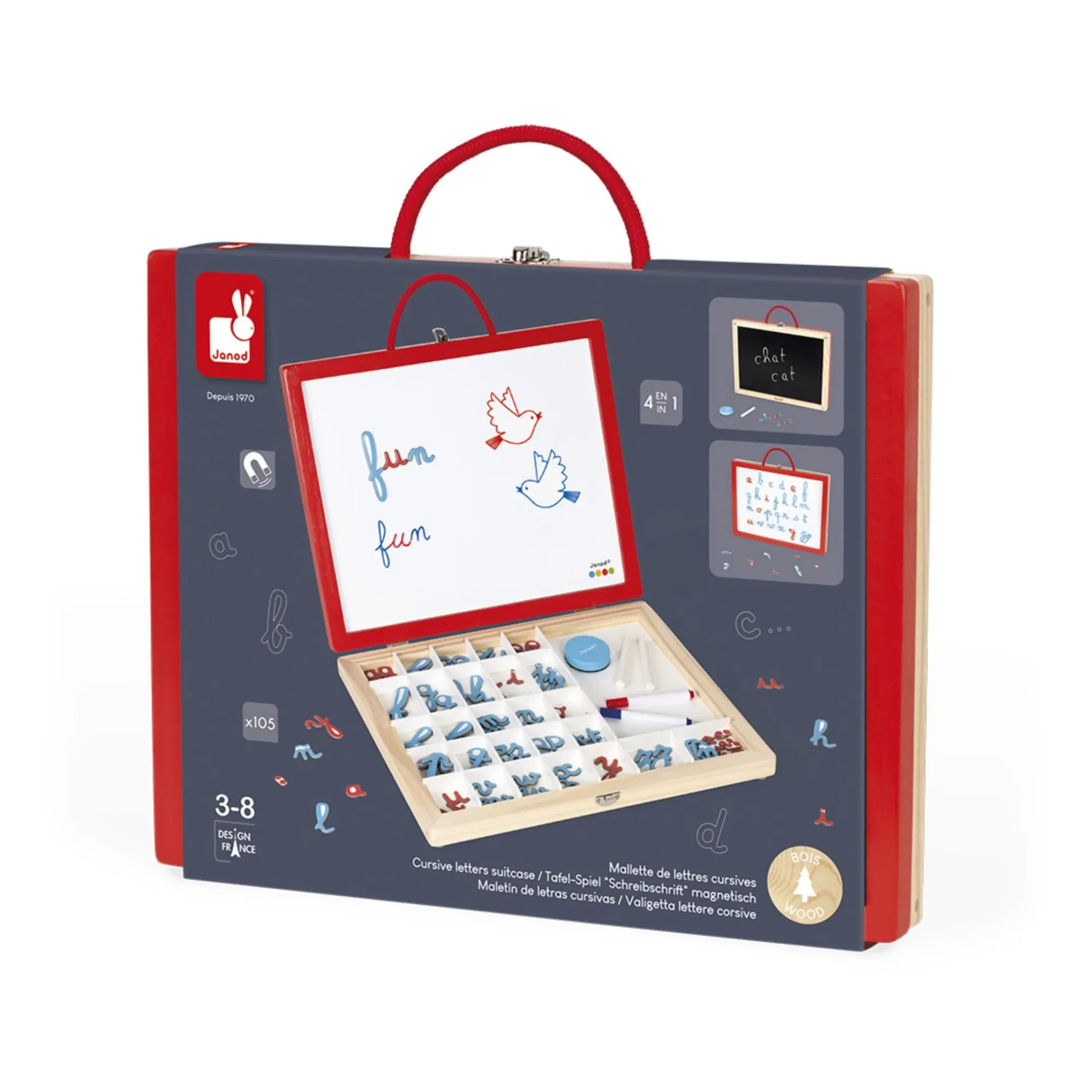 Janod - 4 in 1 Cursive Letters Case