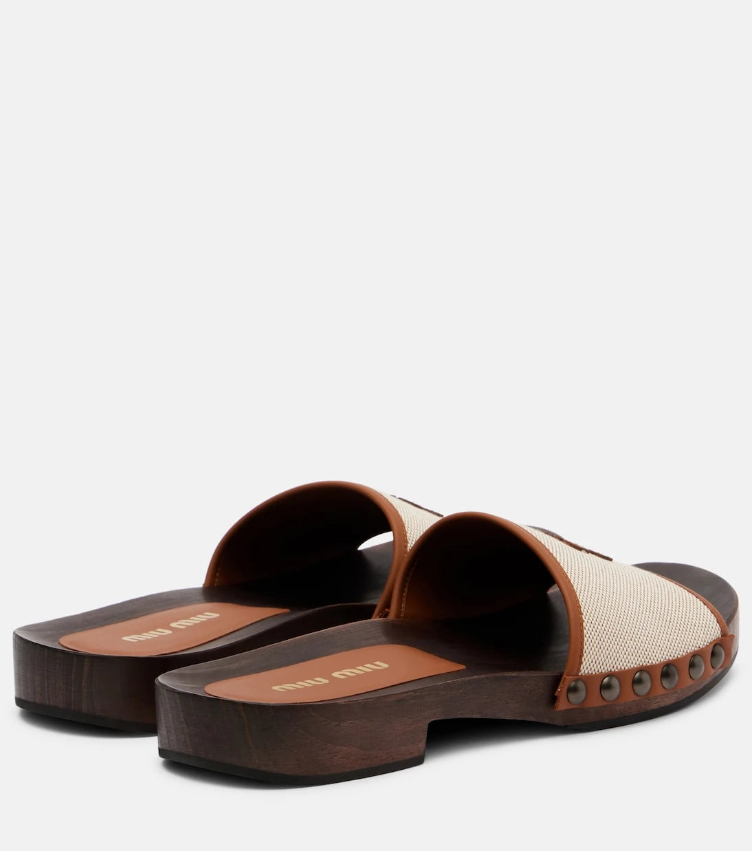 Miu Miu - Logo leather-trimmed canvas clogs