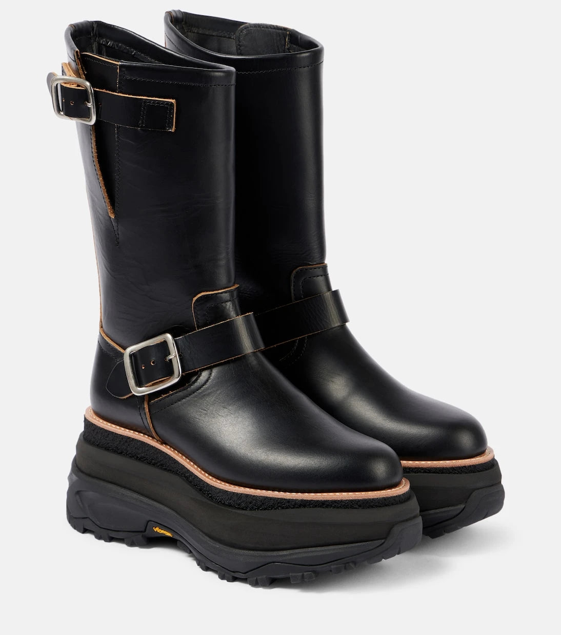 Sacai - Leather platform biker boots