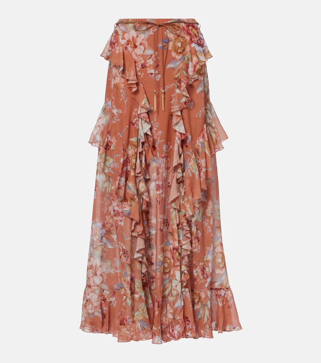 Zimmermann - Awaken floral cotton and silk maxi skirt