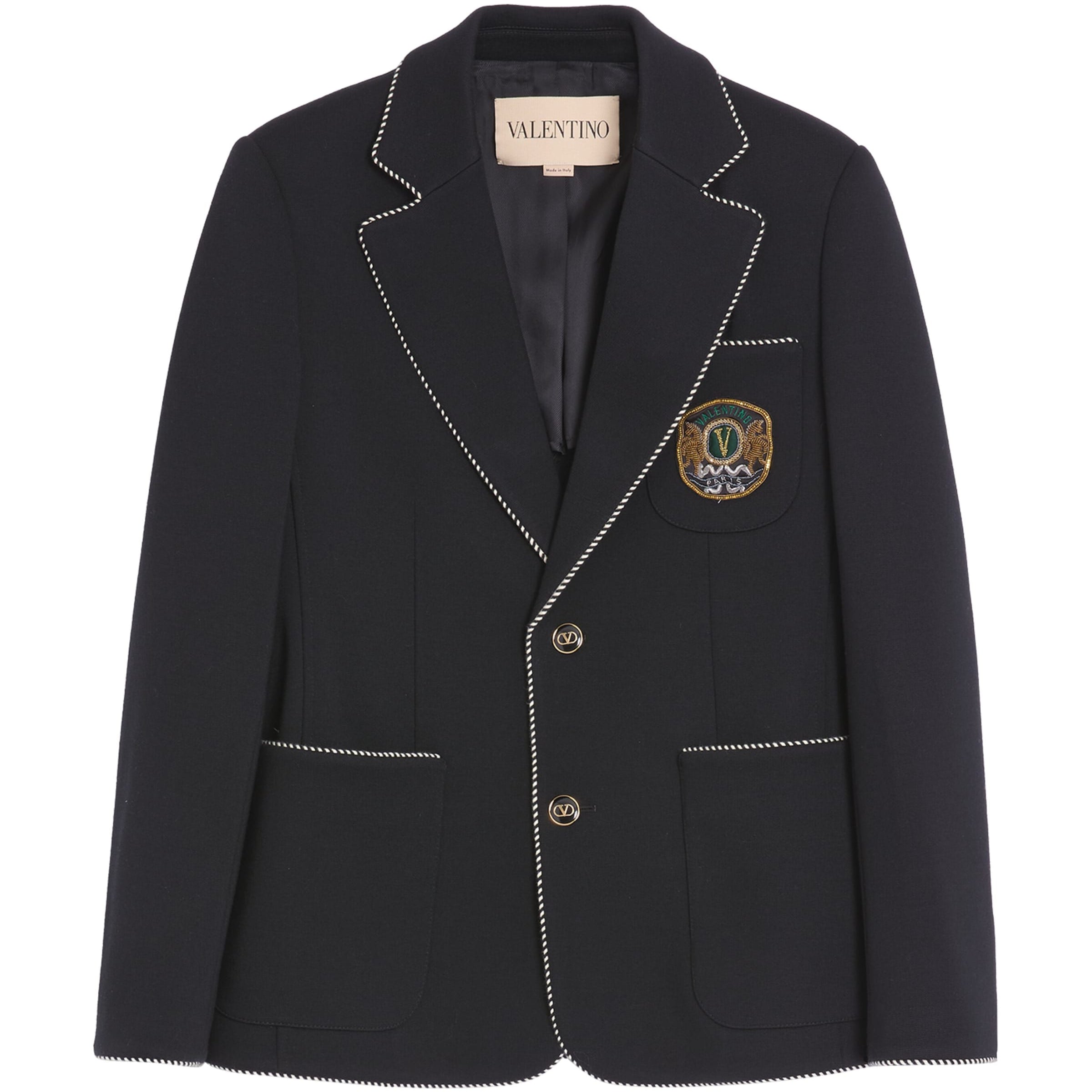Valentino Garavani Black Virgin Wool Crest Blazer
