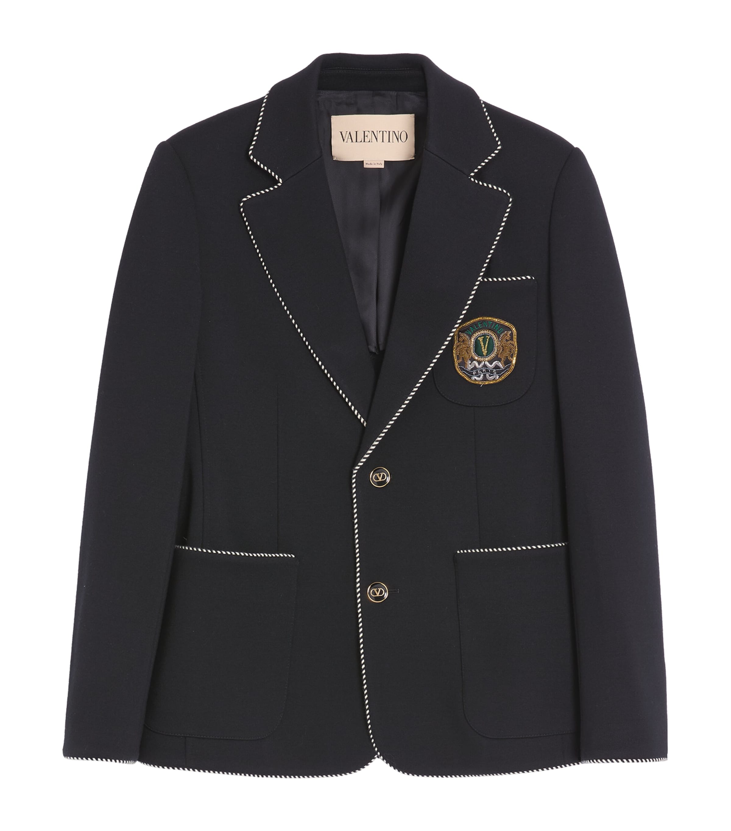 Valentino Garavani Black Virgin Wool Crest Blazer
