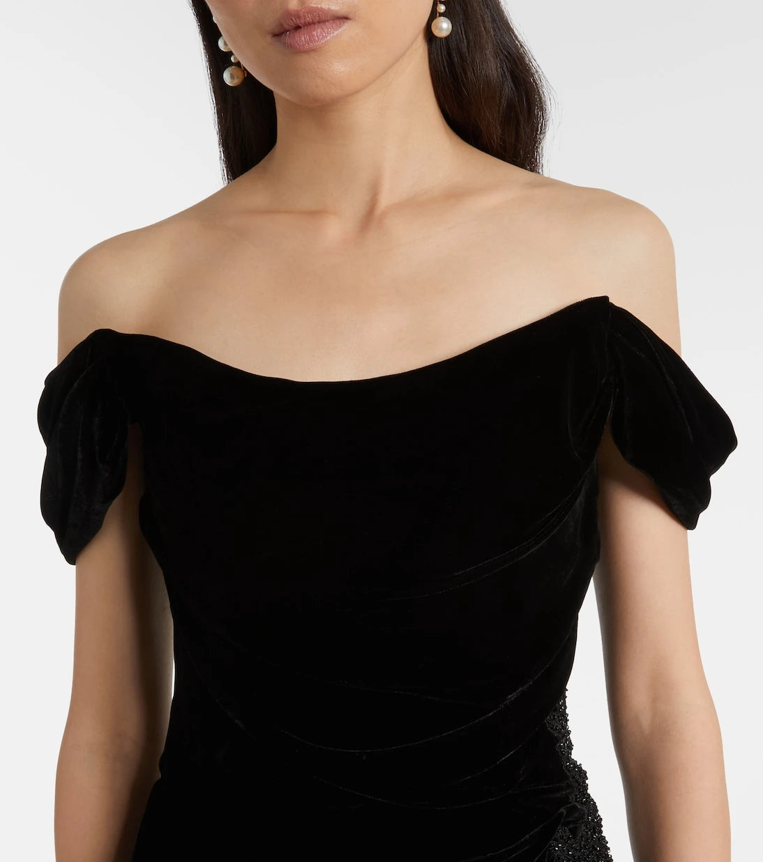 Costarellos - Embellished off-shoulder velvet gown