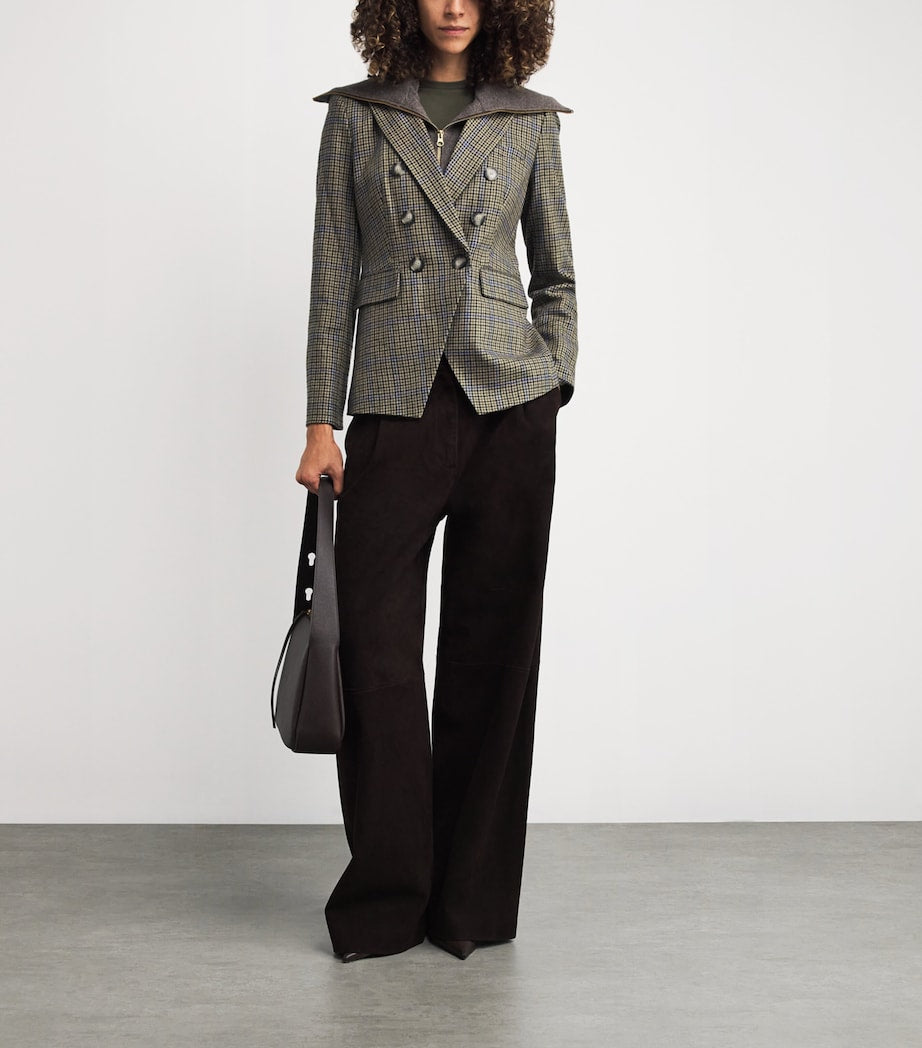Veronica Beard Wool-Blend Houndstooth Dickey Blazer