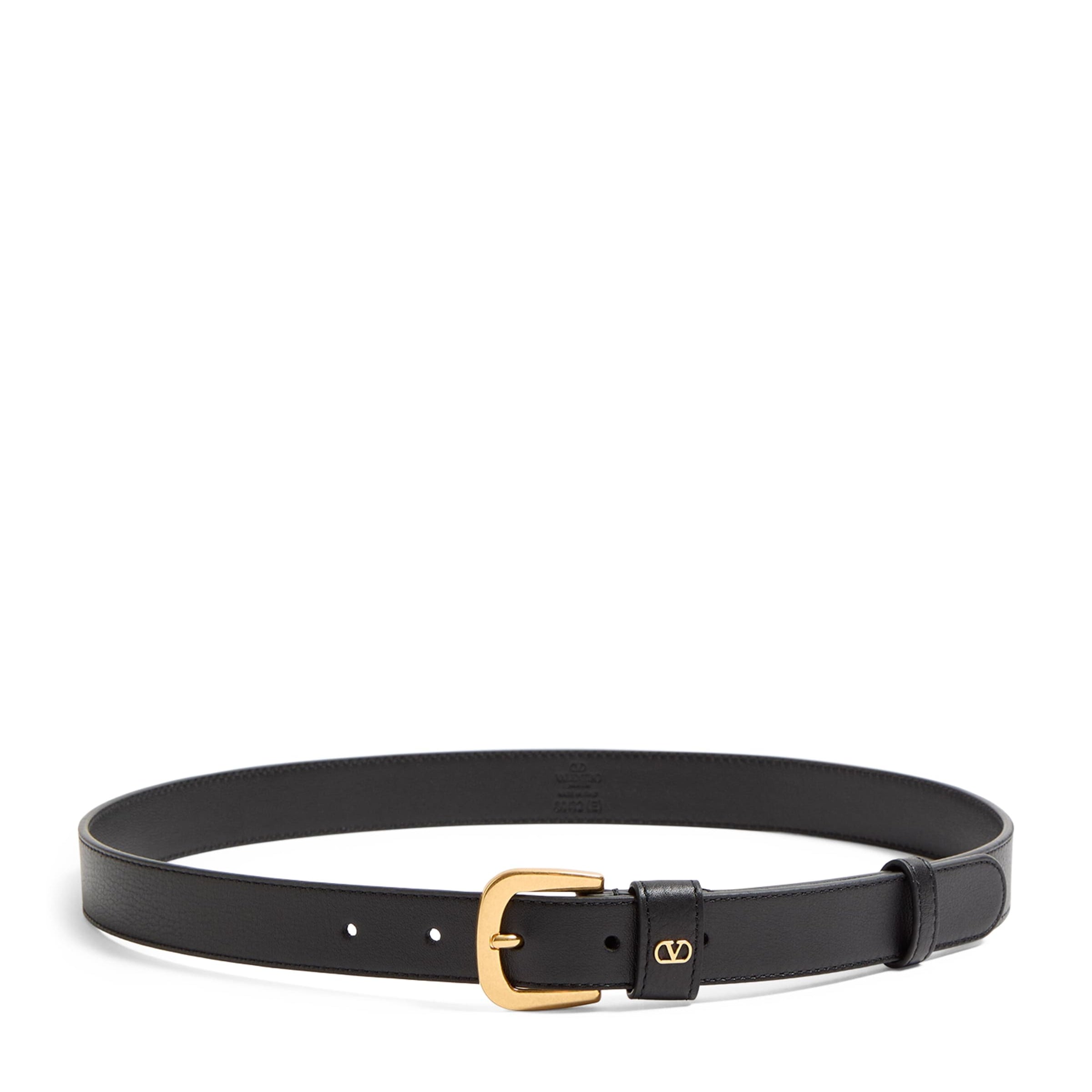 Valentino Garavani Black Leather VLogo Signature Belt