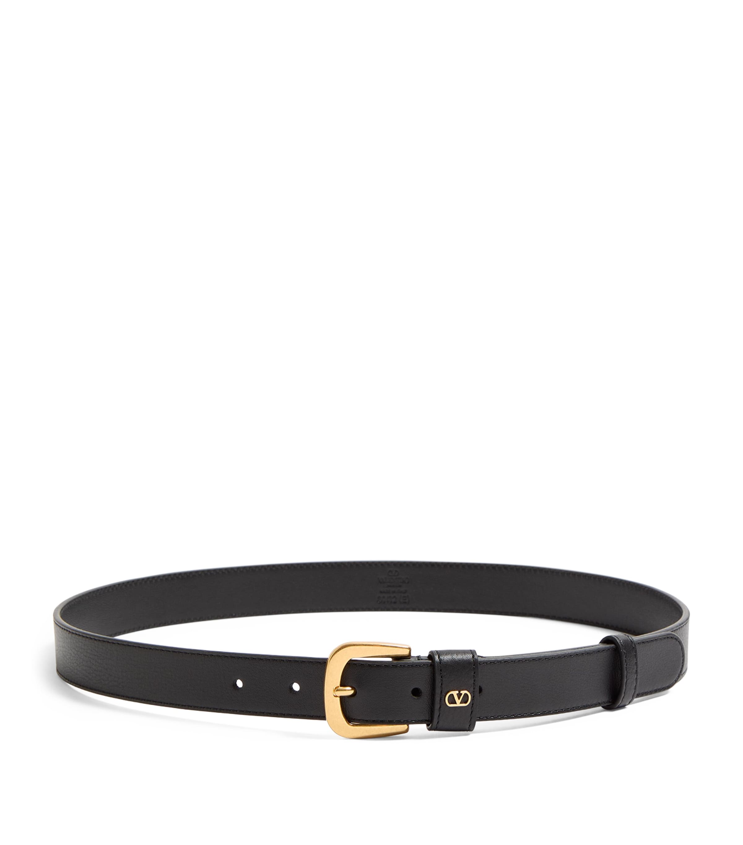 Valentino Garavani Black Leather VLogo Signature Belt
