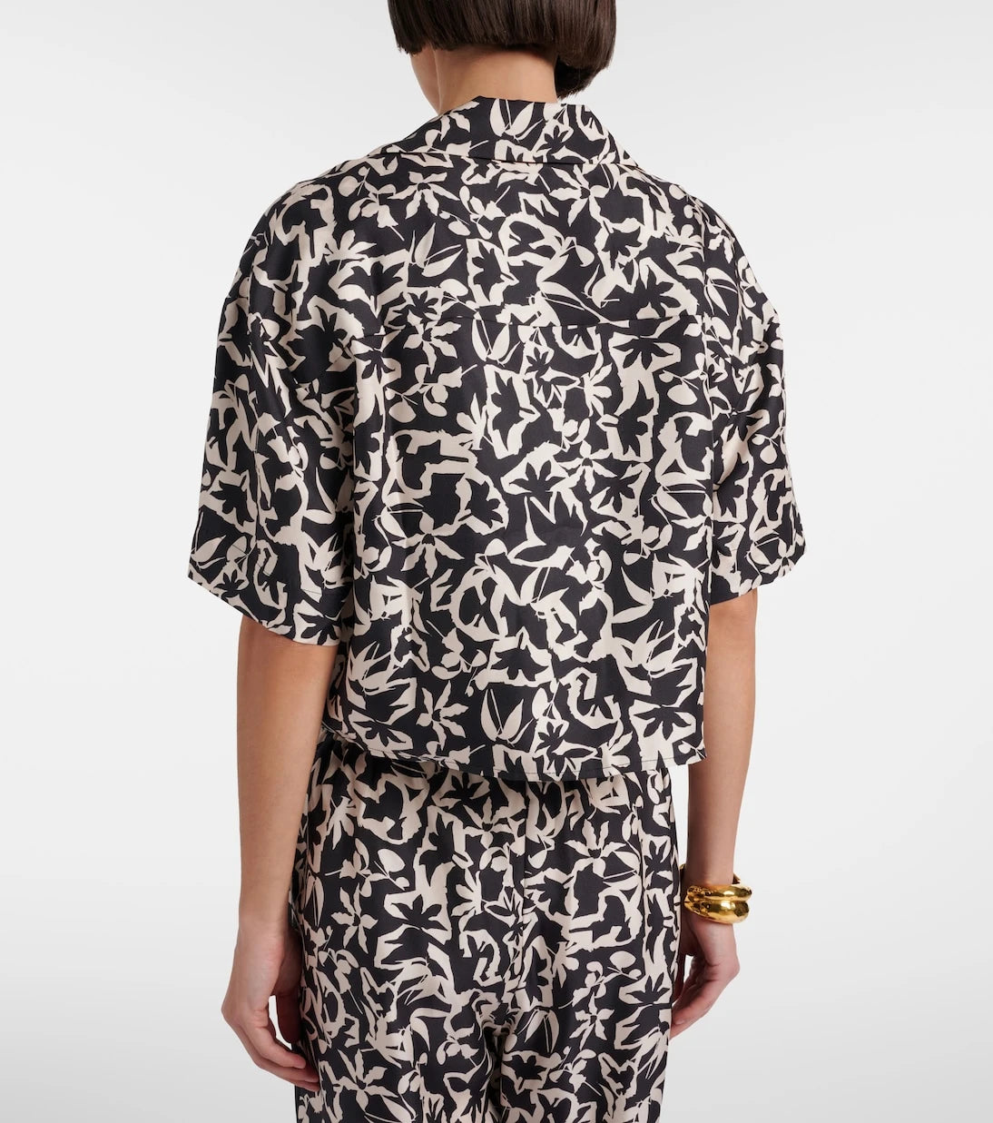 Asceno - Lincoln printed cropped silk twill shirt