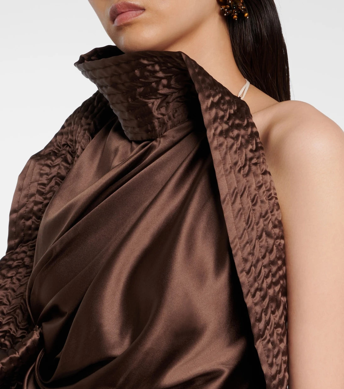 Dries Van Noten - توب من الساتان الحريري المخلوط بتصميم غير متماثل ومنسدل