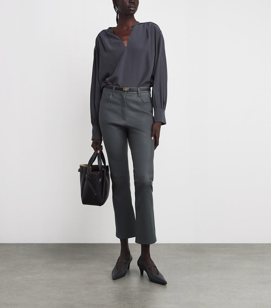 Grey Lambskin Duke Slim Trousers