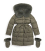 Yves Salomon Enfant Down Fur-Trim Coat with Mittens (4-14 Years)