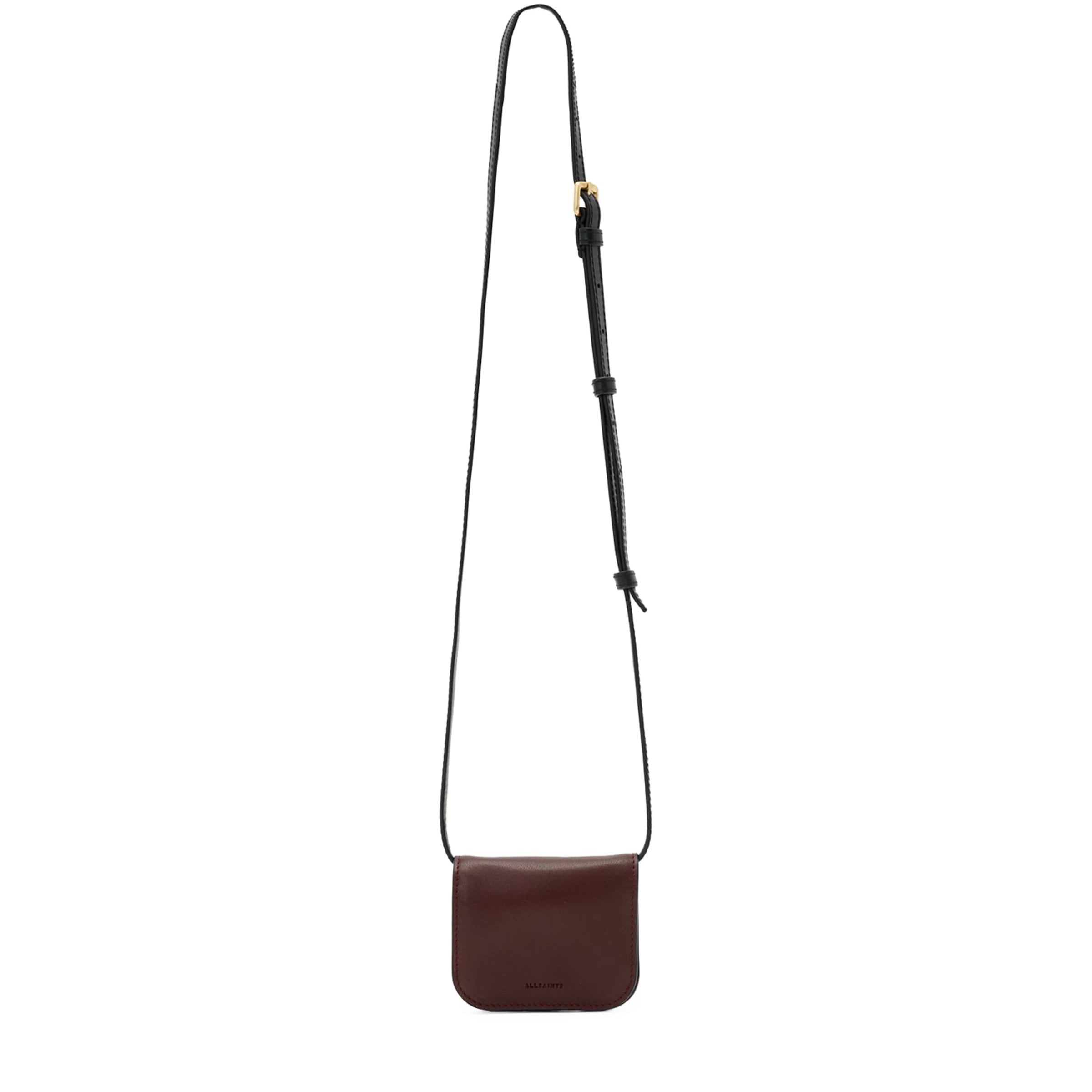 AllSaints Red Small Leather Maeve Cross-Body Card Holder