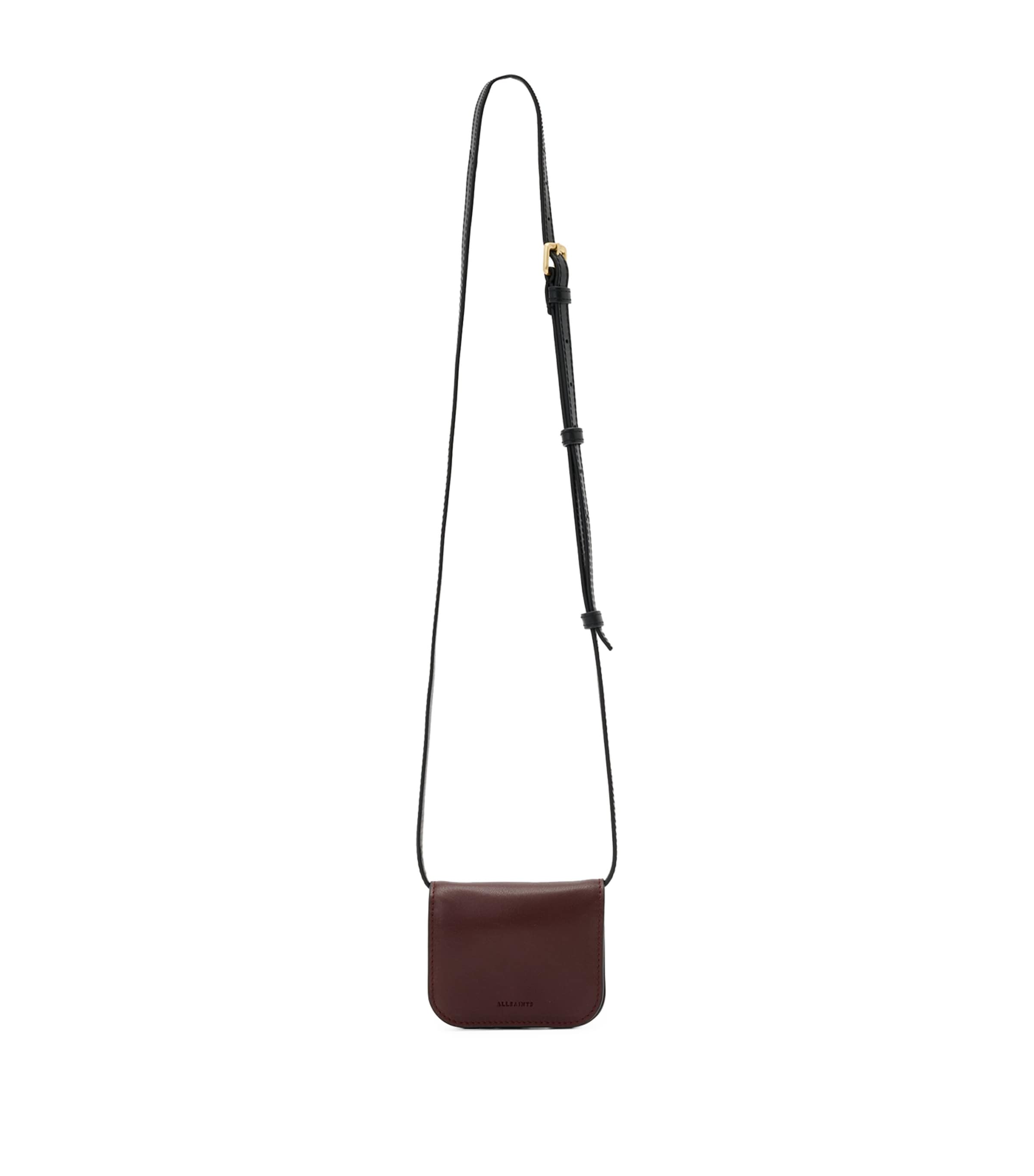 AllSaints Red Small Leather Maeve Cross-Body Card Holder