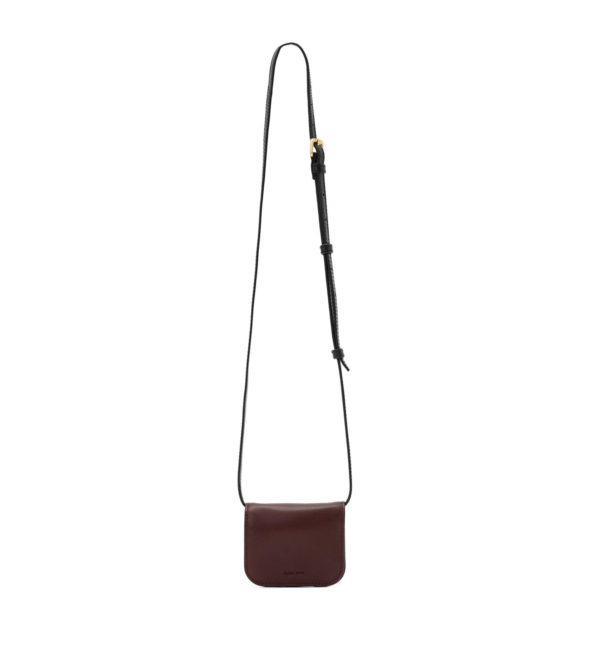 AllSaints Red Small Leather Maeve Cross-Body Card Holder