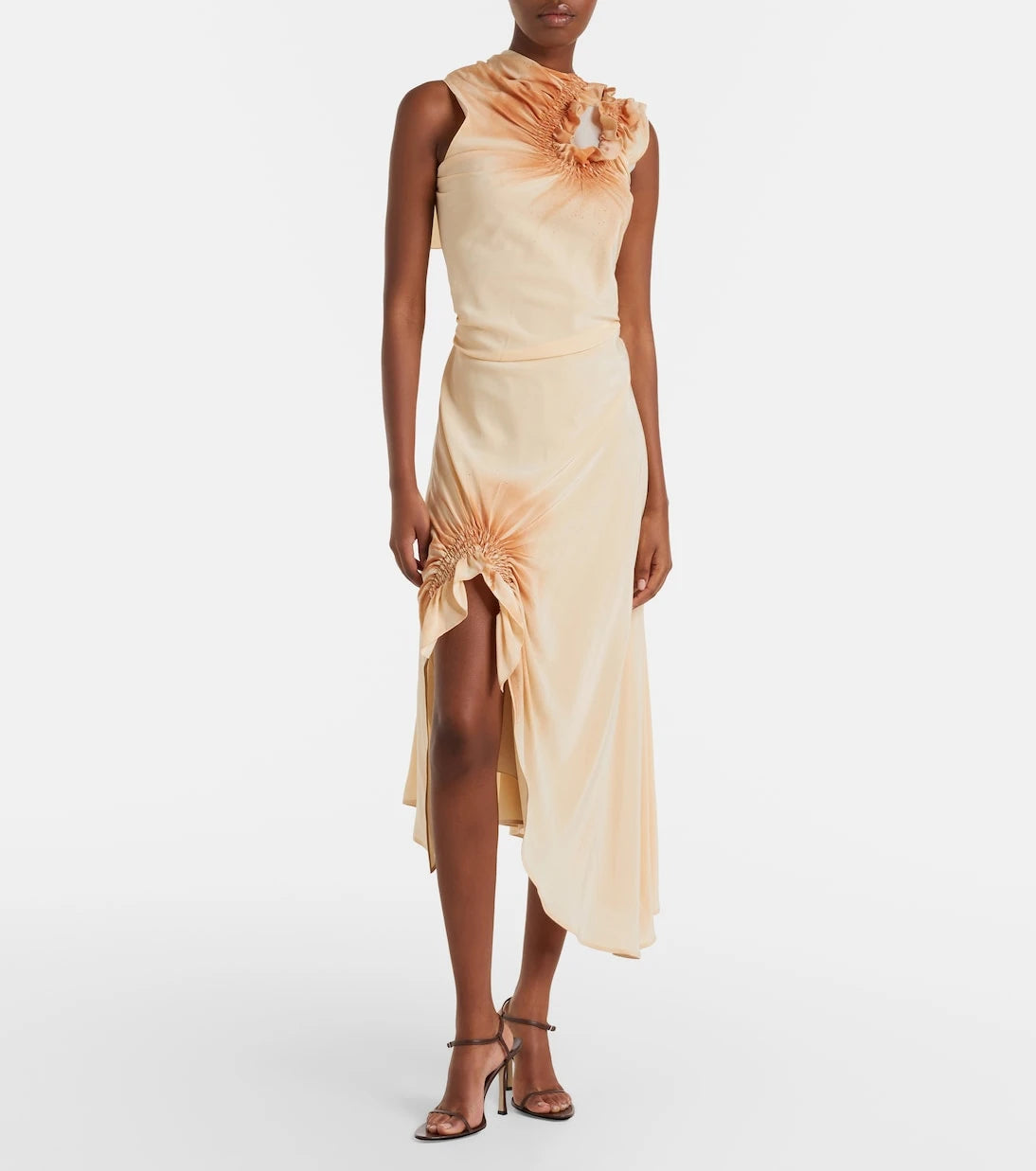 Victoria Beckham - Asymmetric smocked silk cocktail dress