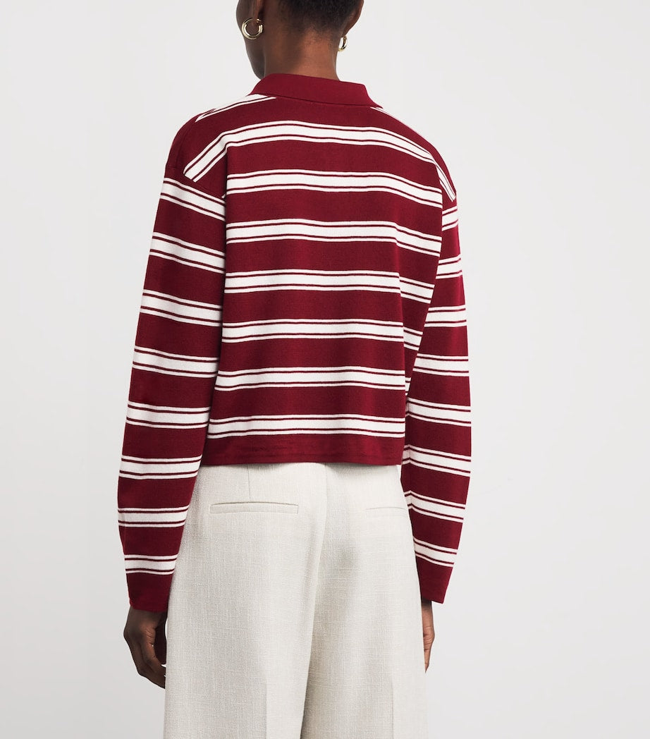 Sandro Paris Red Wool-Blend Polo Sweater